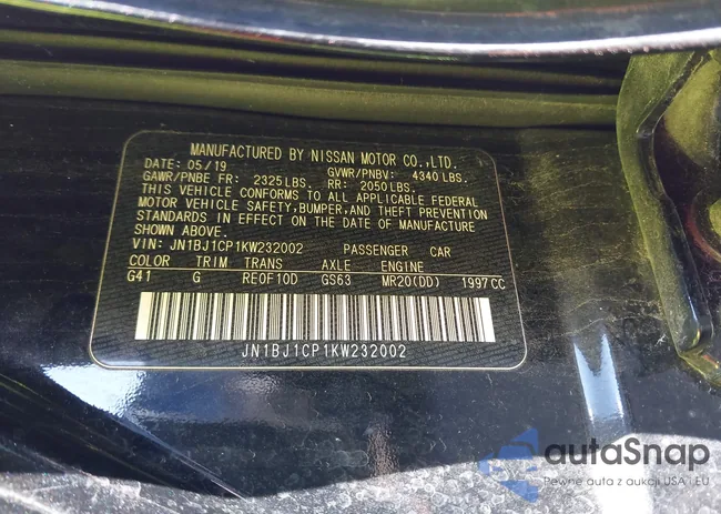 JN1BJ1CP1KW232002: 44174323