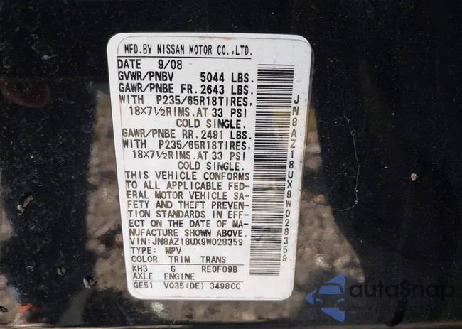 JN8AZ18UX9W028359: 44174345