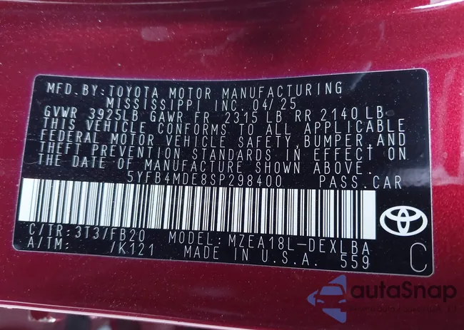 5YFB4MDE8SP298400: 44174368