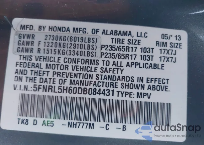 5FNRL5H60DB084431: 44175477