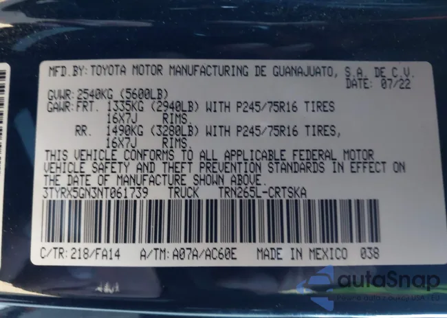 3TYRX5GN3NT061739: 44175542