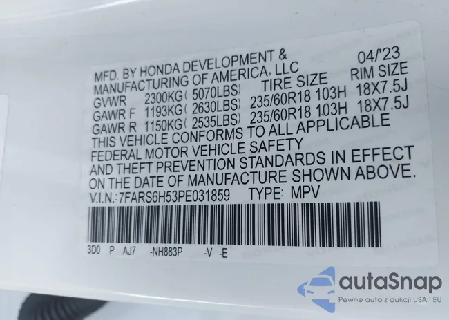7FARS6H53PE031859: 44175553