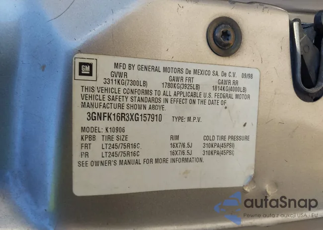 3GNFK16R3XG157910: 44175189