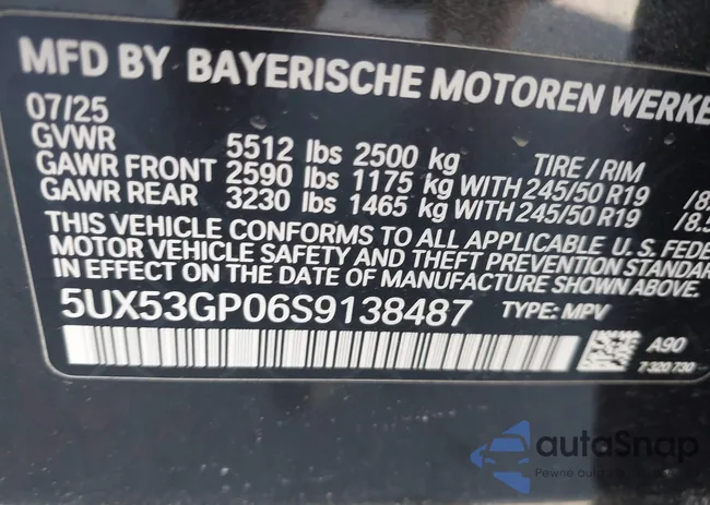 5UX53GP06S9138487: 44176540