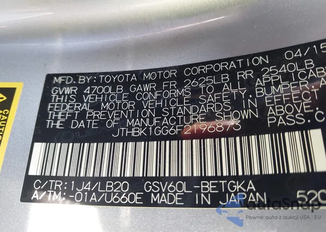 JTHBK1GG6F2196873: 44176573