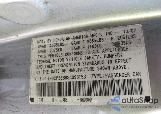 1HGCP36888A023153: 44176598