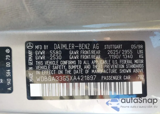 WDBGA33G5XA421897: 44176603