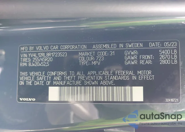 YV4L12RL8R1723523: 44176711