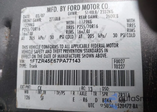 1FTZR45E67PA77143: 44176805