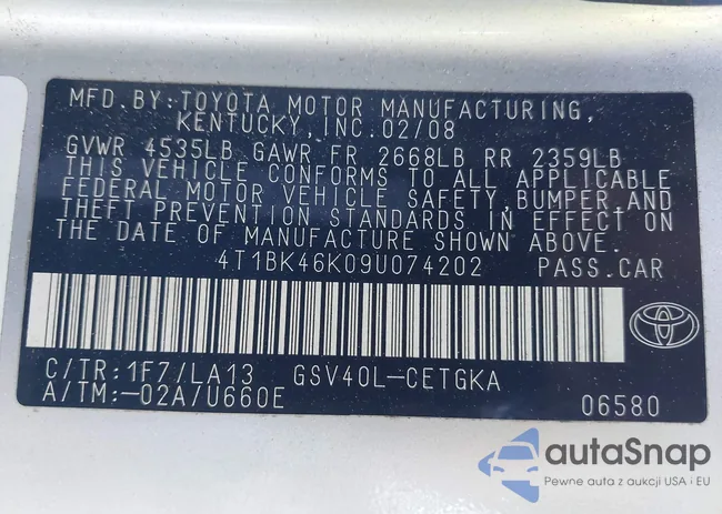 4T1BK46K09U074202: 44176816