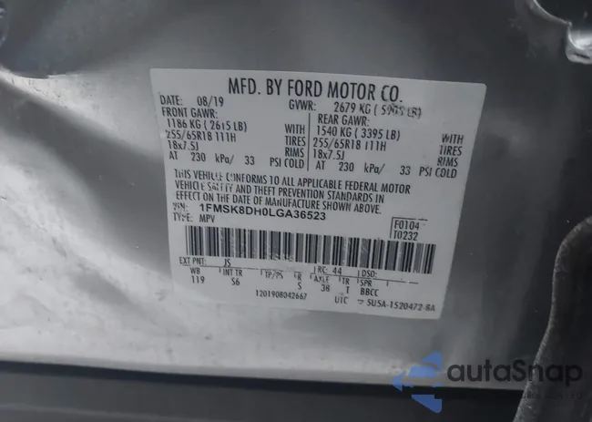 1FMSK8DH0LGA36523: 44176950