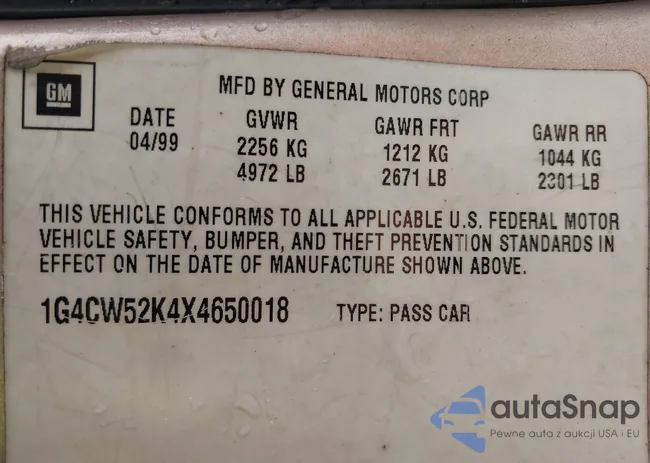 1G4CW52K4X4650018: 44176985