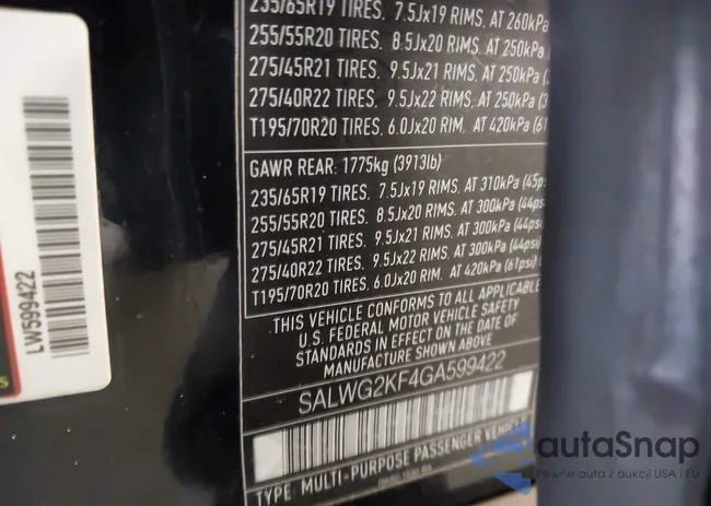 SALWG2KF4GA599422: 44176999