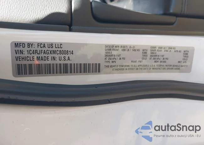 1C4RJFAGXMC800814: 44176227