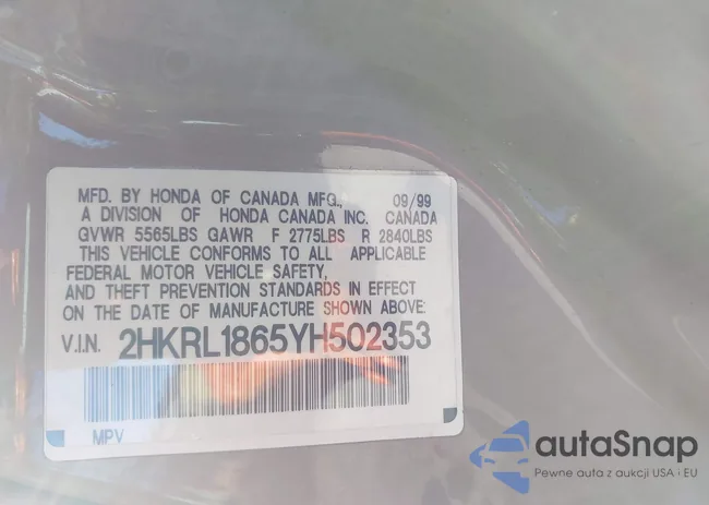 2HKRL1865YH502353: 44176265