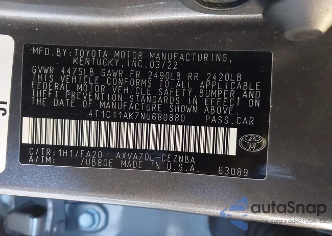 4T1C11AK7NU680880: 44177704