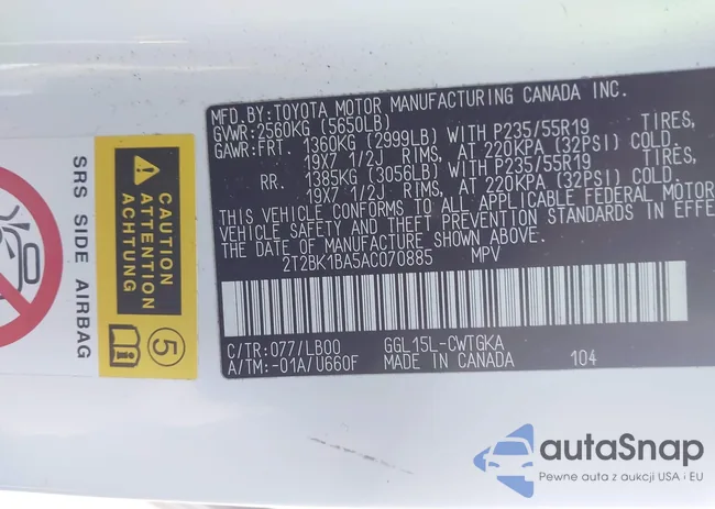 2T2BK1BA5AC070885: 44177724