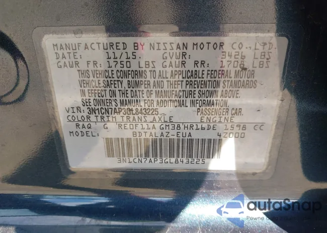 3N1CN7AP3GL843225: 44177745