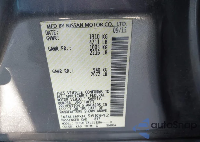 1N4AL3APXFC568942: 44177818