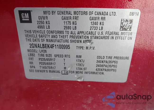 2GNALBEK4F1100995: 44177838