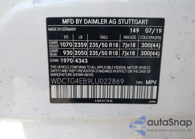 WDCTG4EB9LU022869: 44177868