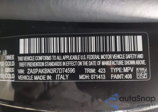 ZASPAKBN3R7D74596: 44177952