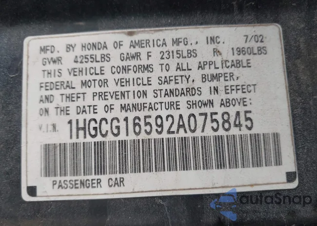 1HGCG16592A075845: 44177962