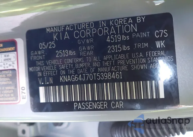 KNAG64J70T5398461: 44177964