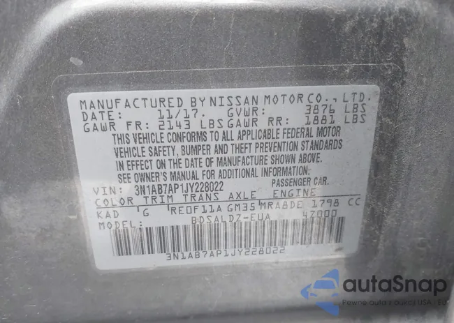 3N1AB7AP1JY228022: 44178007