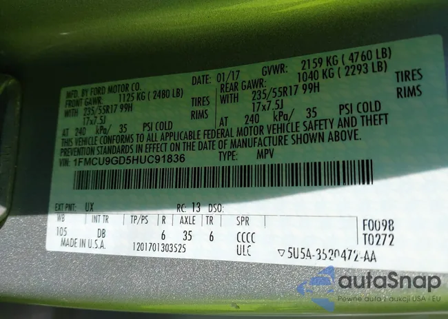 1FMCU9GD5HUC91836: 44177009