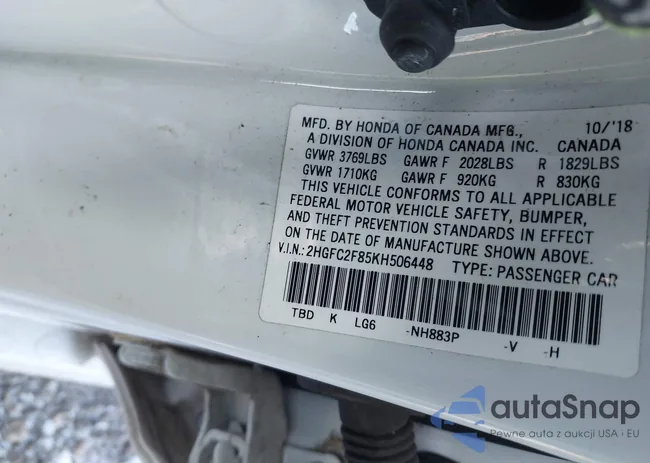 2HGFC2F85KH506448: 44177092