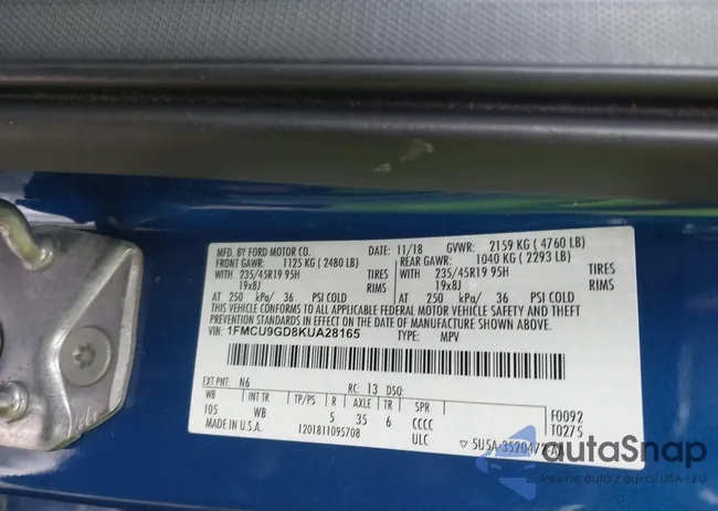 1FMCU9GD8KUA28165: 44177134