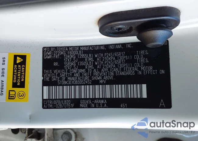 5TDBK3EH3BS052452: 44177329