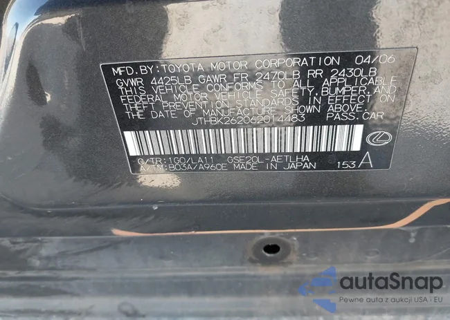 JTHBK262062014483: 44178541