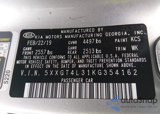 5XXGT4L31KG354162: 44178558