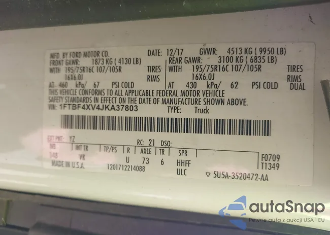 1FTBF4XV4JKA37803: 44178740