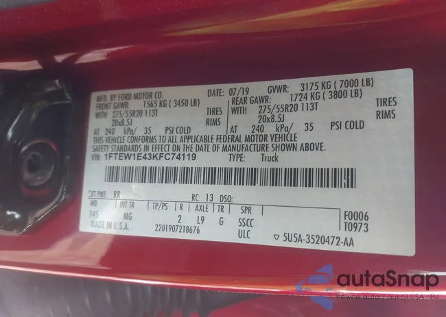 1FTEW1E43KFC74119: 44178054
