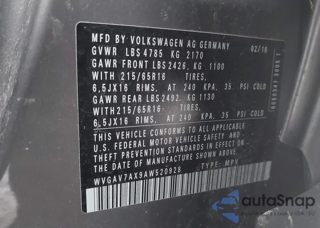 WVGAV7AX9AW520928: 44178238