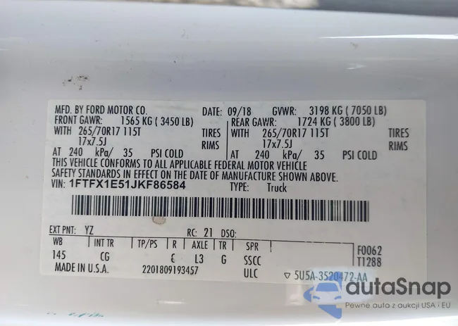 1FTFX1E51JKF86584: 44178331