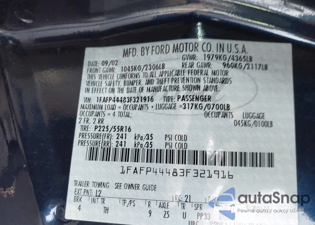 1FAFP44483F321916: 44179421