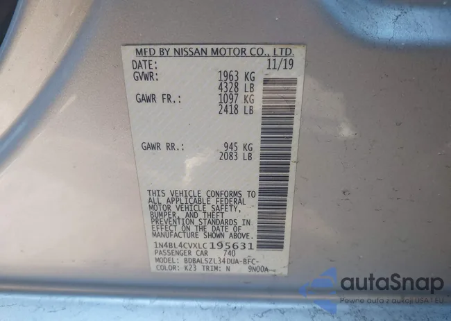 1N4BL4CVXLC195631: 44179697