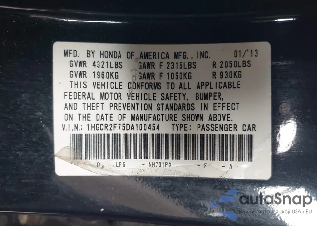 1HGCR2F75DA100454: 44179037