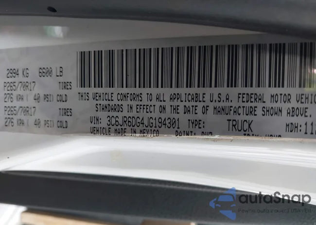 3C6JR6DG4JG194301: 44179383