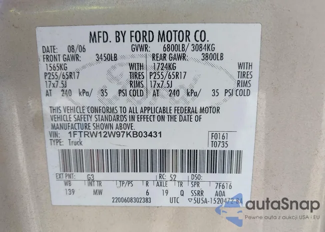 1FTRW12W97KB03431: 44179408