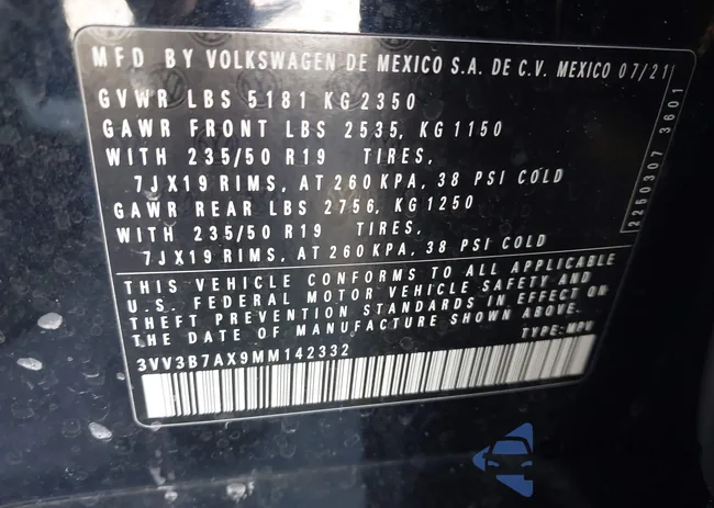 3VV3B7AX9MM142332: 44180429