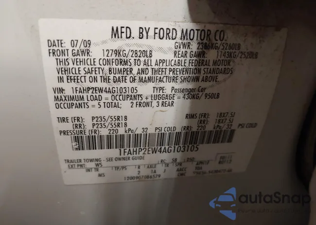 1FAHP2EW4AG103105: 44180453