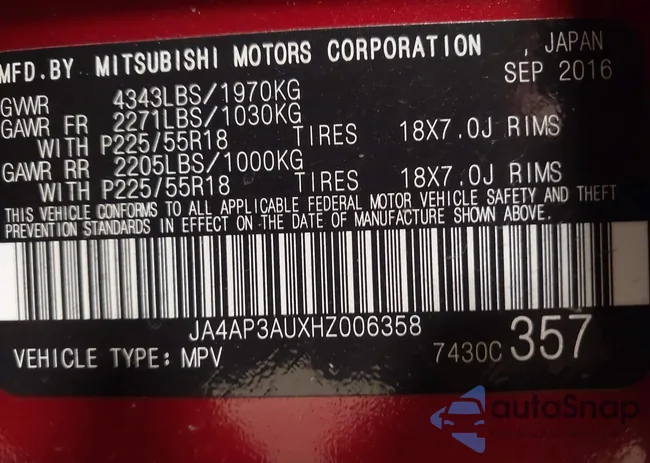 JA4AP3AUXHZ006358: 44180689