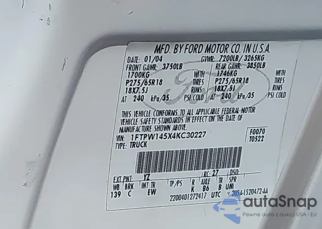 1FTPW145X4KC30227: 44180696