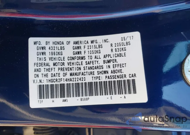 1HGCR2F14HA222420: 44180925