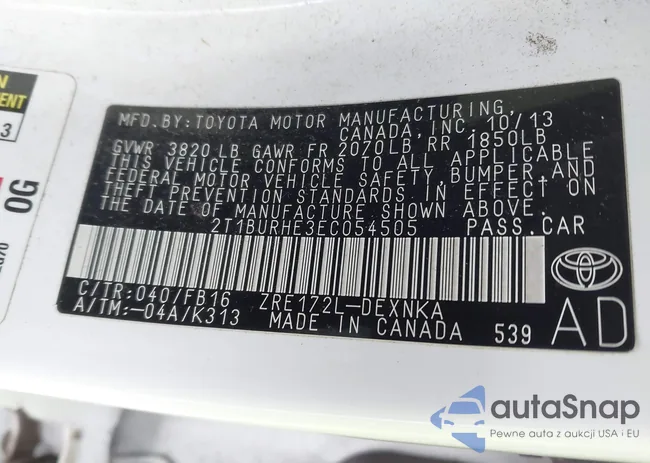 2T1BURHE3EC054505: 44180024